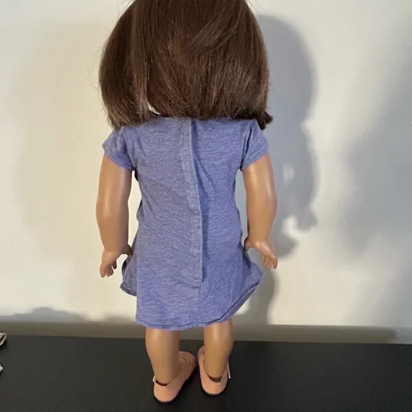 American Girl Doll with Brown Hair and Blue Dress - Picture 5 of 6